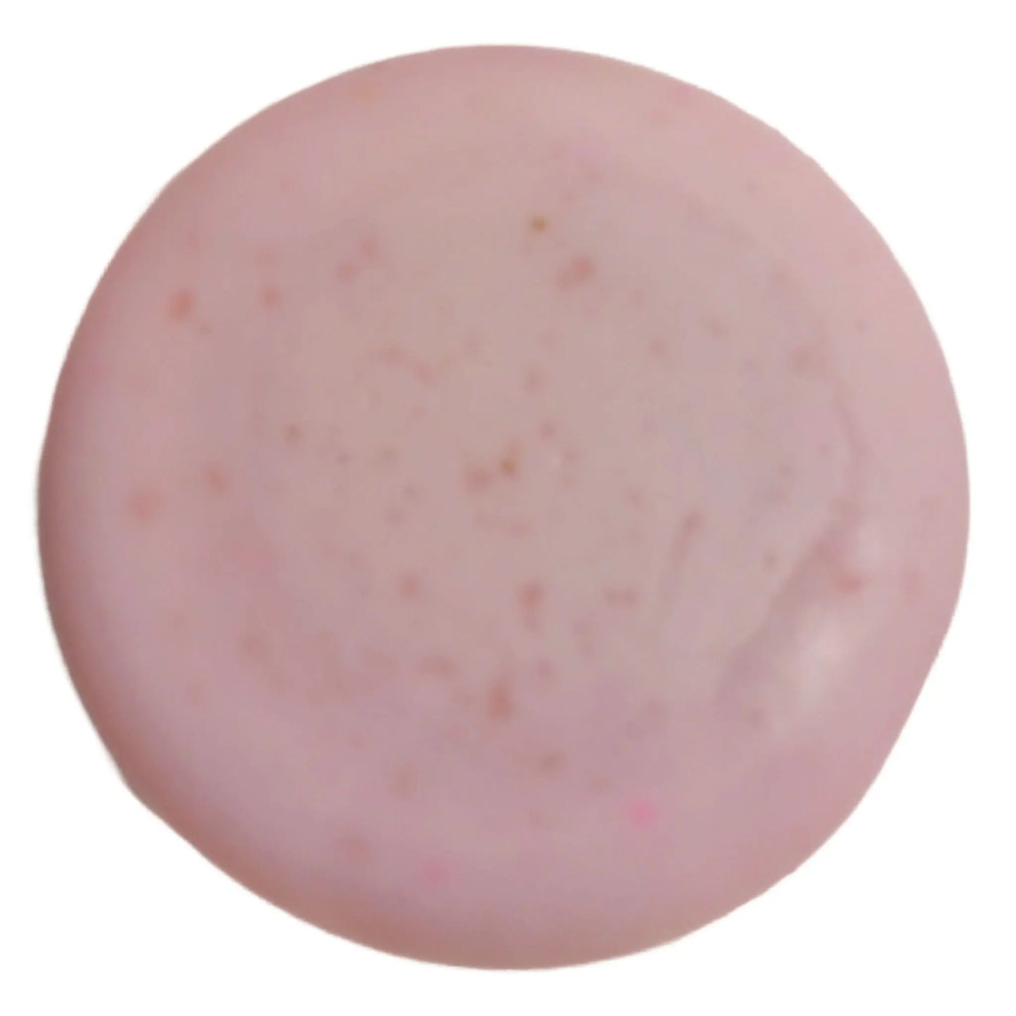 The Cherry Blossom + Rice Milk Cleansing Bar by Posh Brats is a round, pink disc with smooth surfaces and slight color variations resembling spring cherry blossoms, highlighted against a plain white background.
