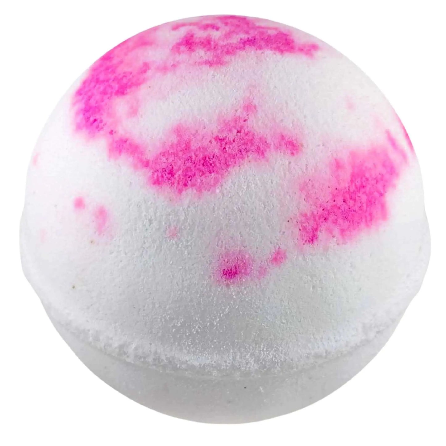 The Anxiety Aromatherapy Bath Bomb by Posh Brats features a white base with bright pink streaks, ideal for relaxation and easing anxiety.