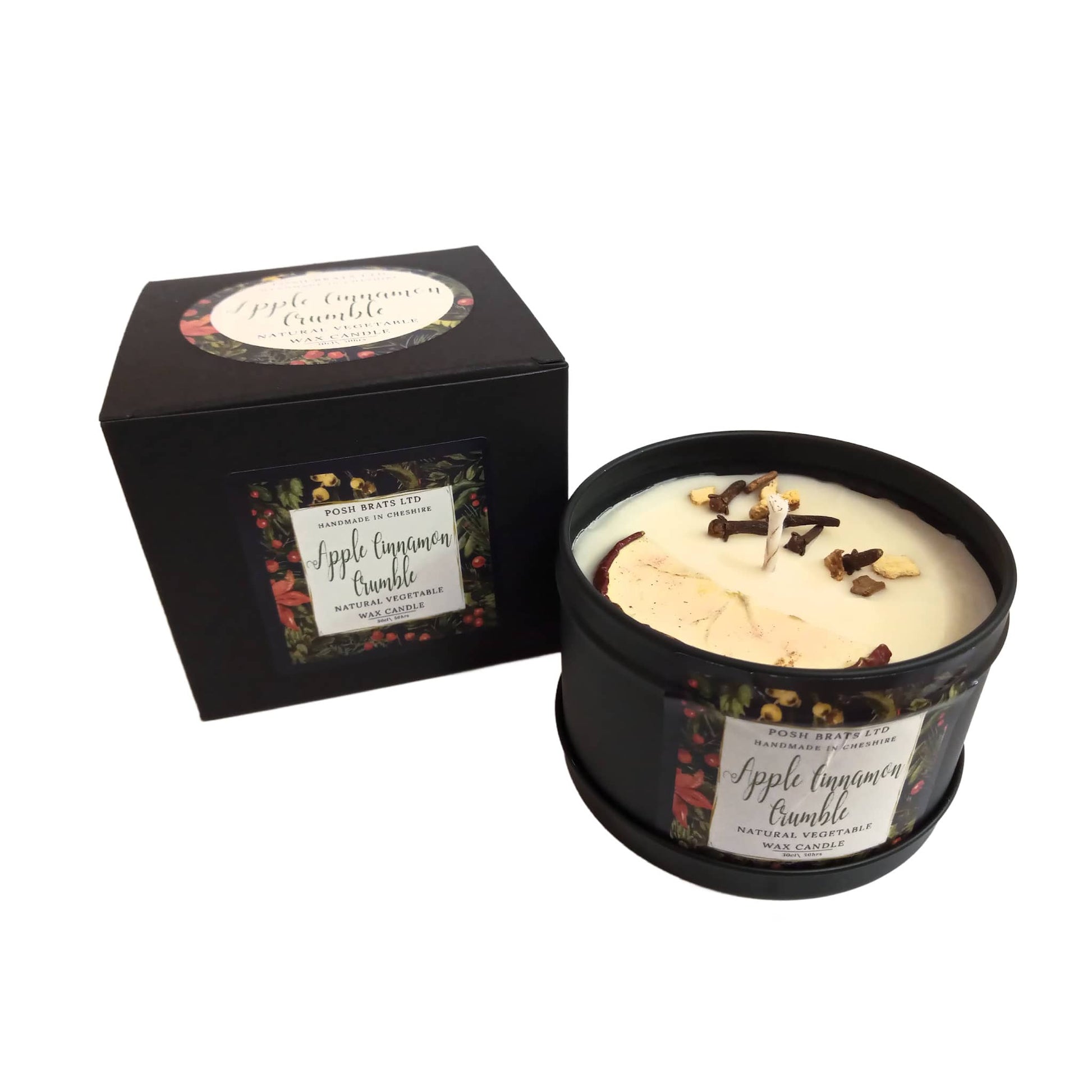 Apple Cinnamon Crumble Christmas GIft Boxed Soy Wax Candle Posh Brats