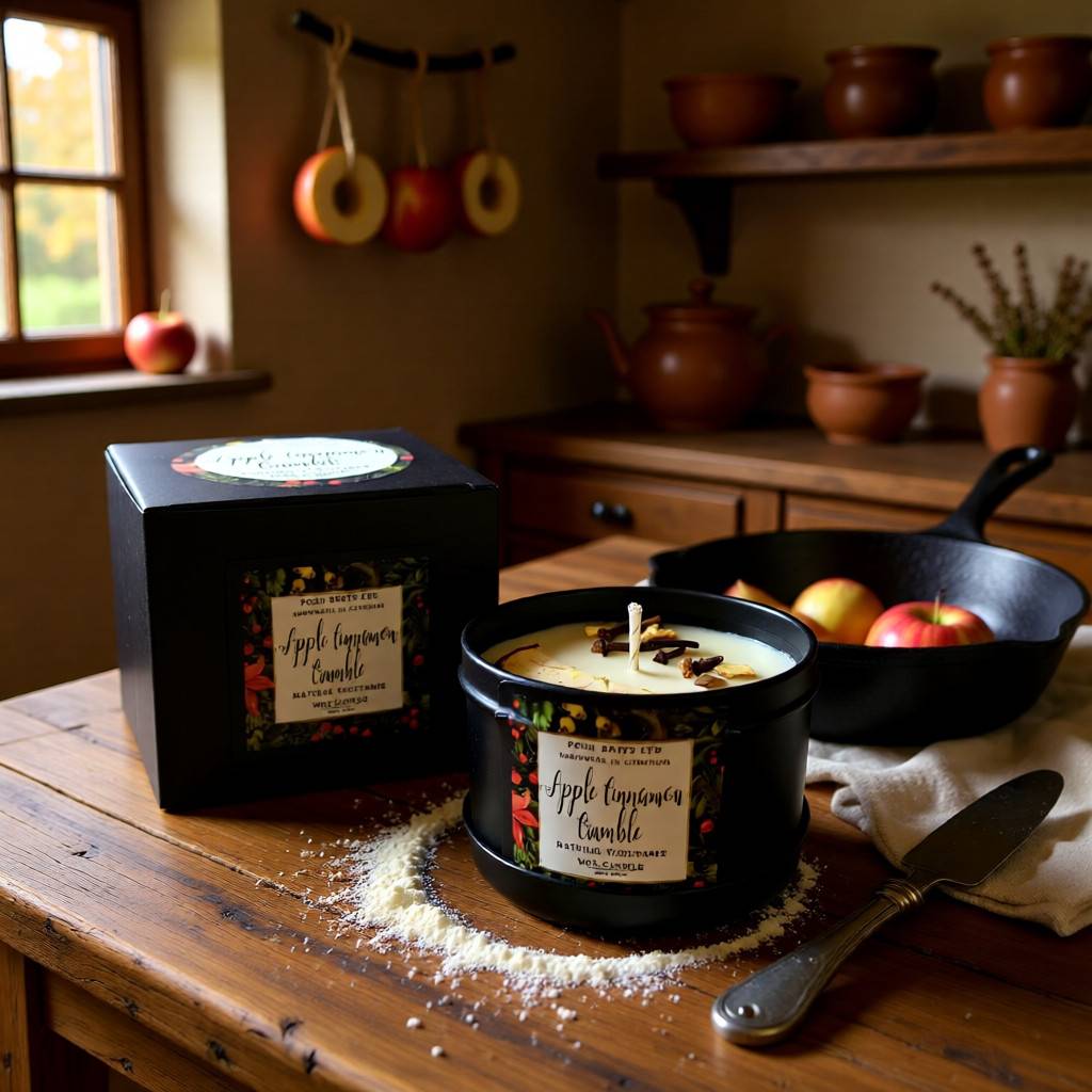 Apple Cinnamon Crumble Christmas GIft Boxed Soy Wax Candle Posh Brats