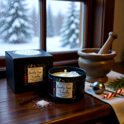 Candy Cane Vanilla Christmas GIft Boxed Soy Wax Candle Posh Brats