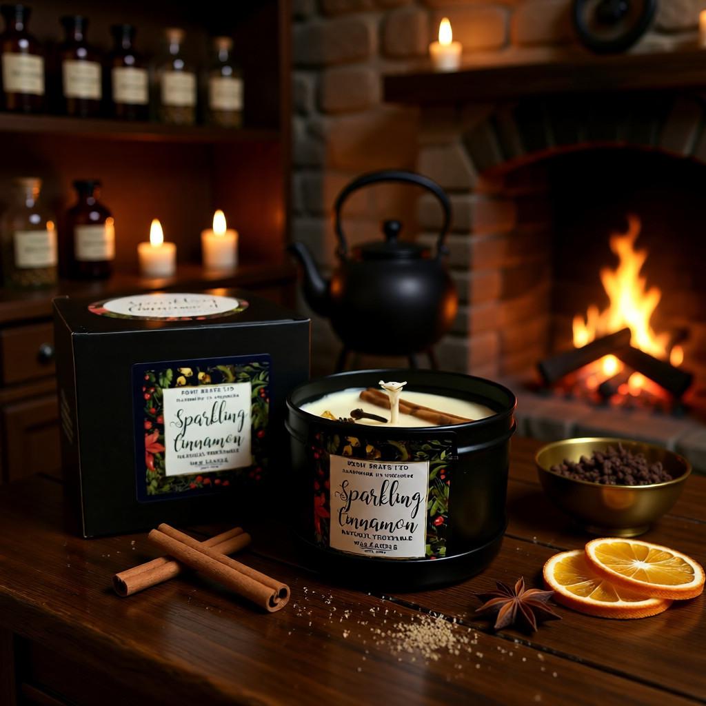Sparkling Cinnamon Christmas GIft Boxed Soy Wax Candle Posh Brats