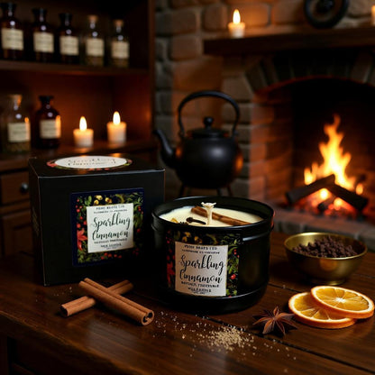 Sparkling Cinnamon Christmas GIft Boxed Soy Wax Candle Posh Brats