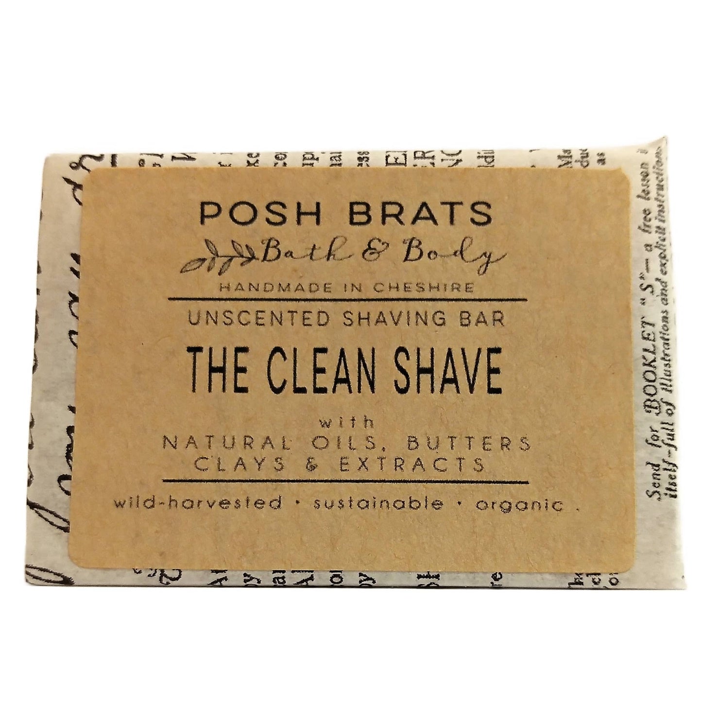 Posh Brats Bath & Body unscented shaving bar packaging on a white background