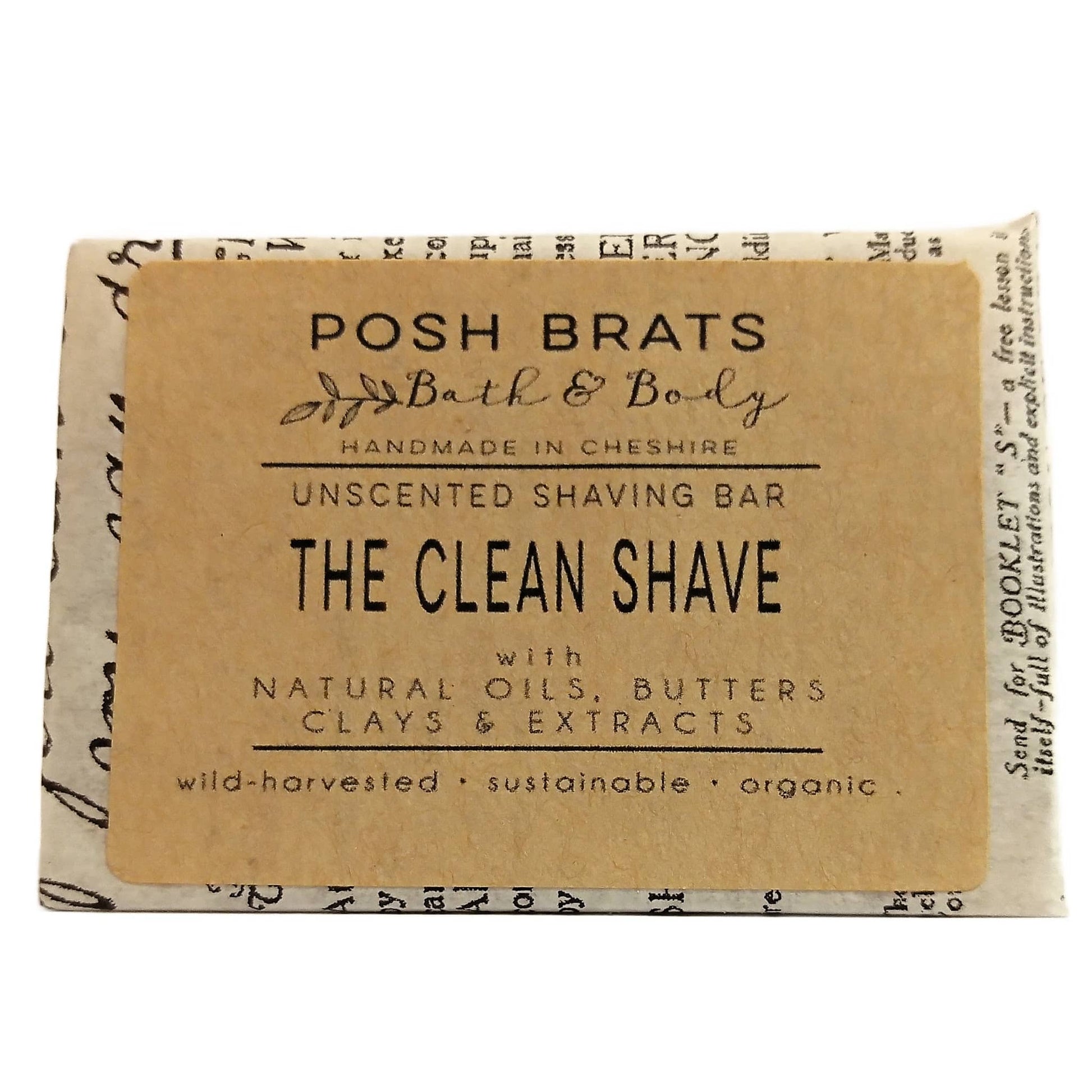 Posh Brats Bath & Body unscented shaving bar packaging on a white background