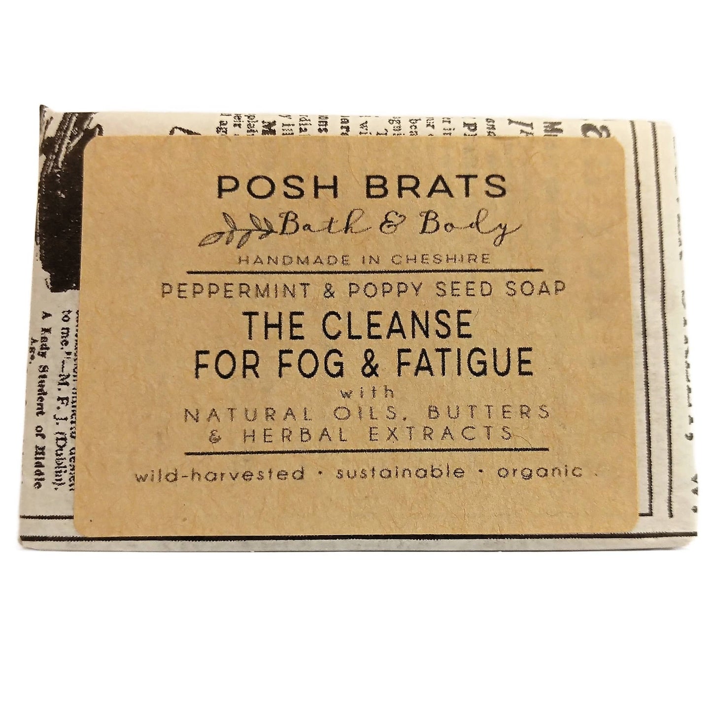 Bar of soap with 'Posh Brats Bath & Body' packaging on a white background