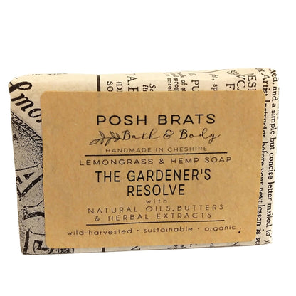 Bar of soap with 'Posh Brats Bath & Body' packaging on a white background