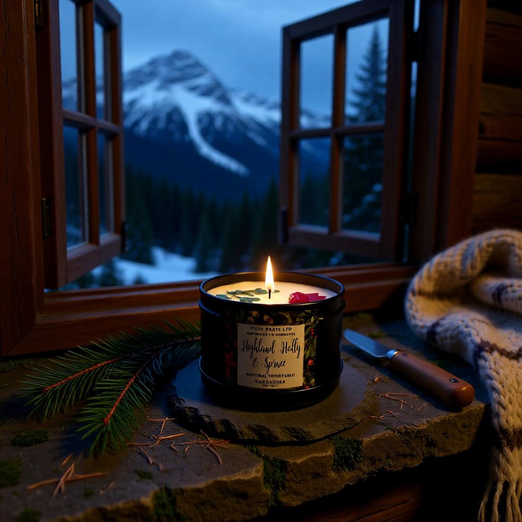 Highland Holly and Spruce Christmas GIft Boxed Soy Wax Candle Posh Brats