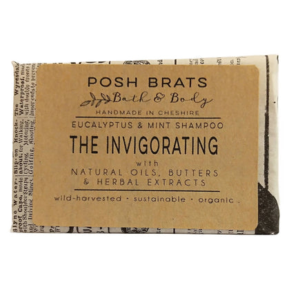 Bar of soap with 'Posh Brats Bath & Body' packaging on a white background