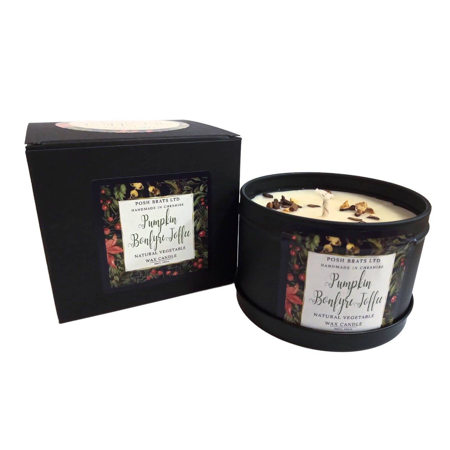 Pumpkin Bonfyre Toffee Christmas GIft Boxed Soy Wax Candle Posh Brats