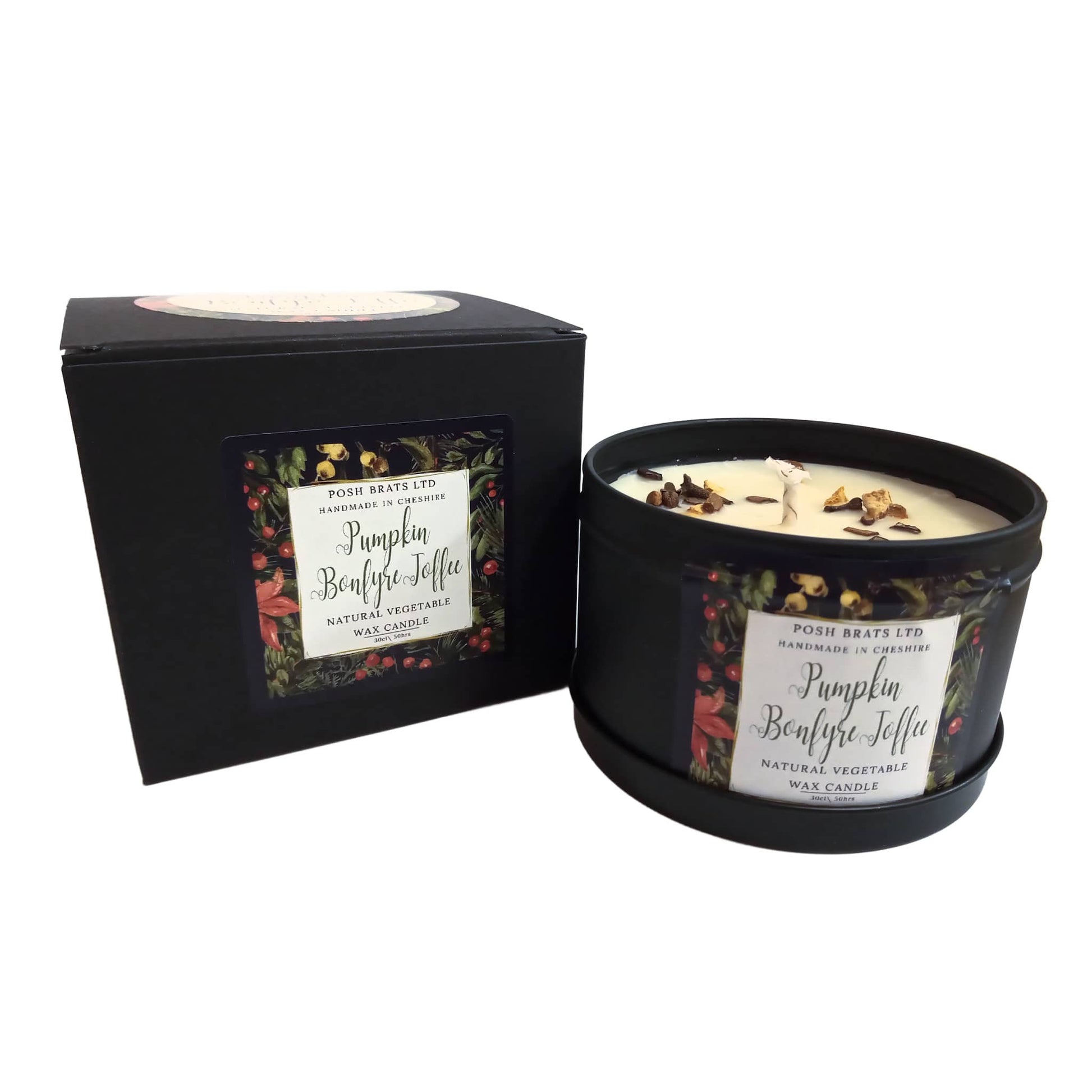 Pumpkin Bonfyre Toffee Christmas GIft Boxed Soy Wax Candle Posh Brats