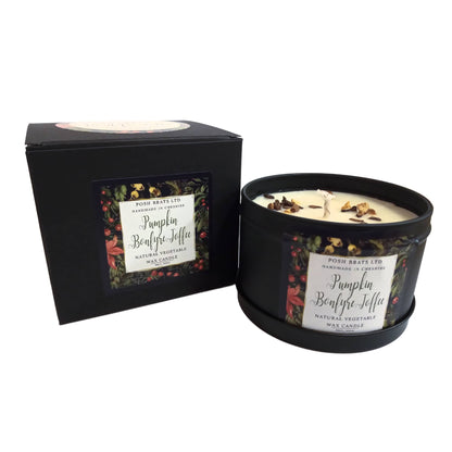 Pumpkin Bonfyre Toffee Christmas GIft Boxed Soy Wax Candle Posh Brats