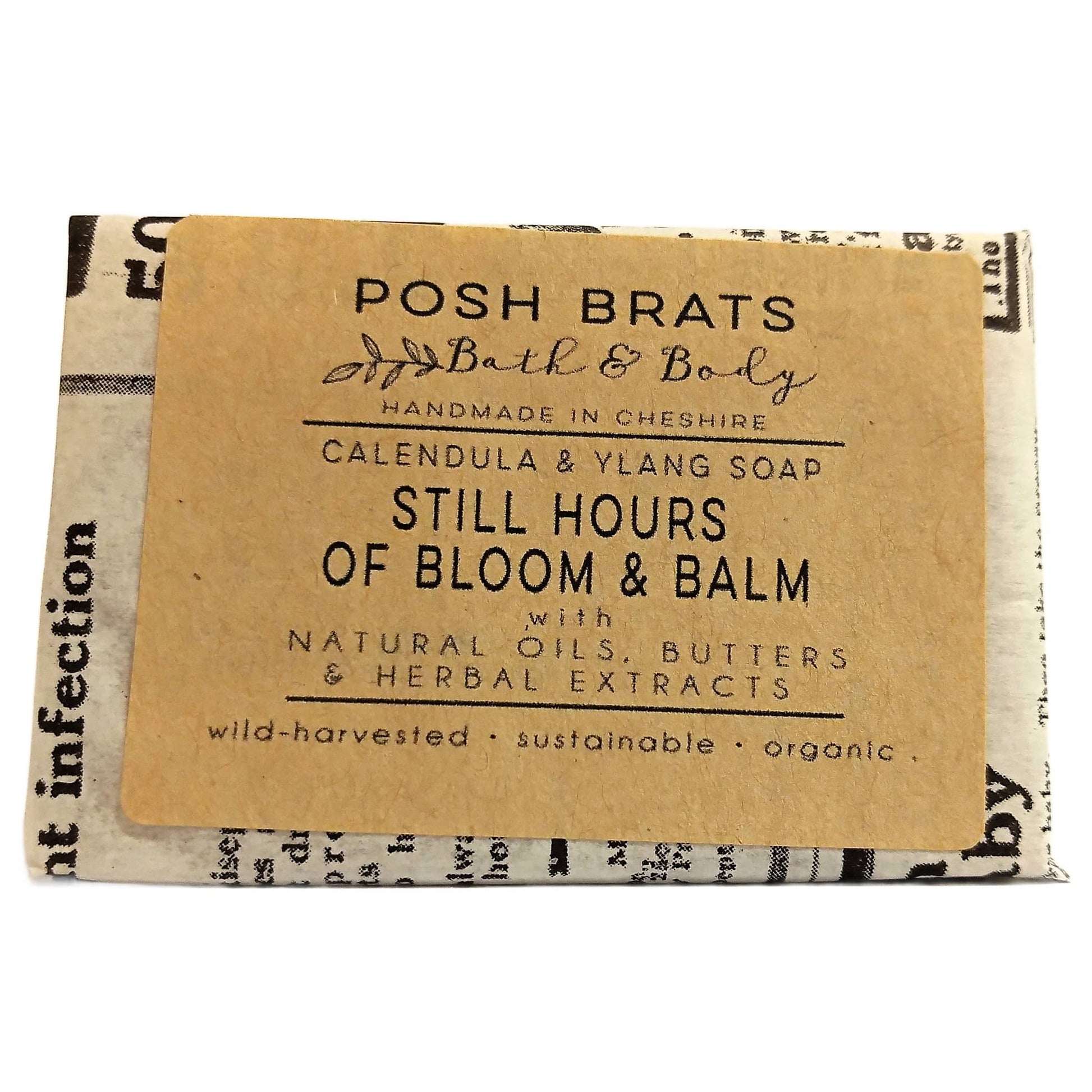 Soap bar with a brown label featuring 'Posh Brats Bath & Body' on a white background