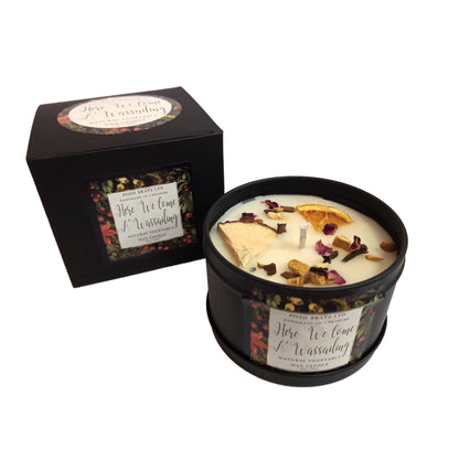 Here We Go A' Wassailing Christmas GIft Boxed Soy Wax Candle Posh Brats