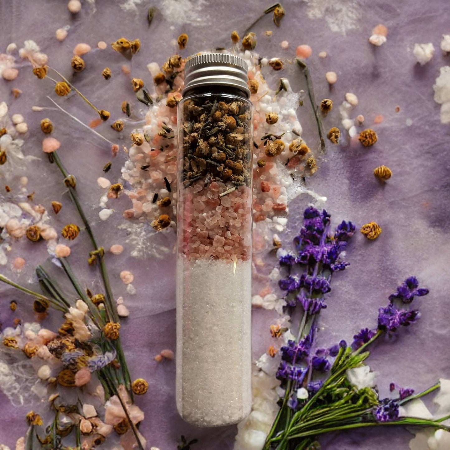 Elizabethan Chamomile Lavender Botanical Bath Salt Tube